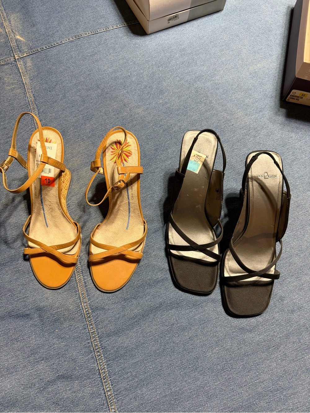 Bandolino & Anne Klein Strappy Sandals in Black and tan